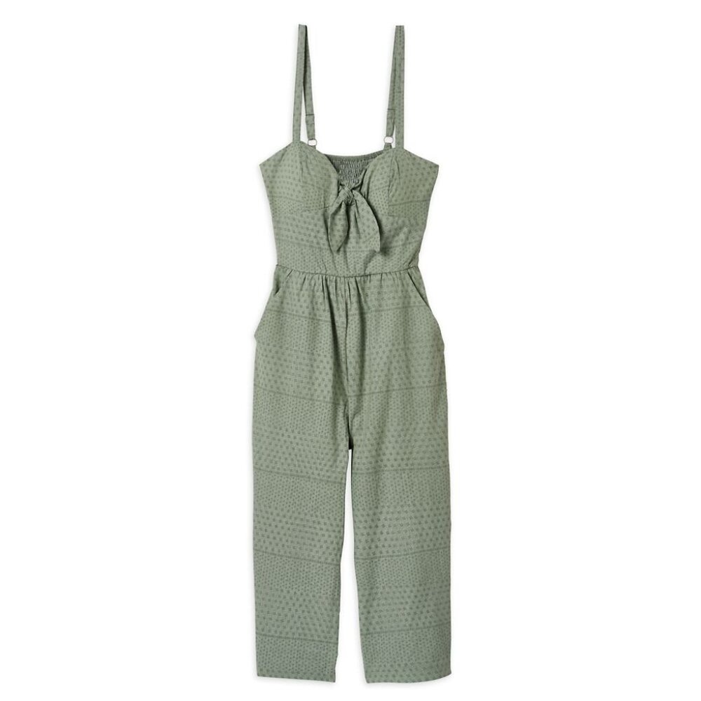 Disney Moana Green Floral and Polka Dot Jumpsuit Summer Romper Women's XS #3278
